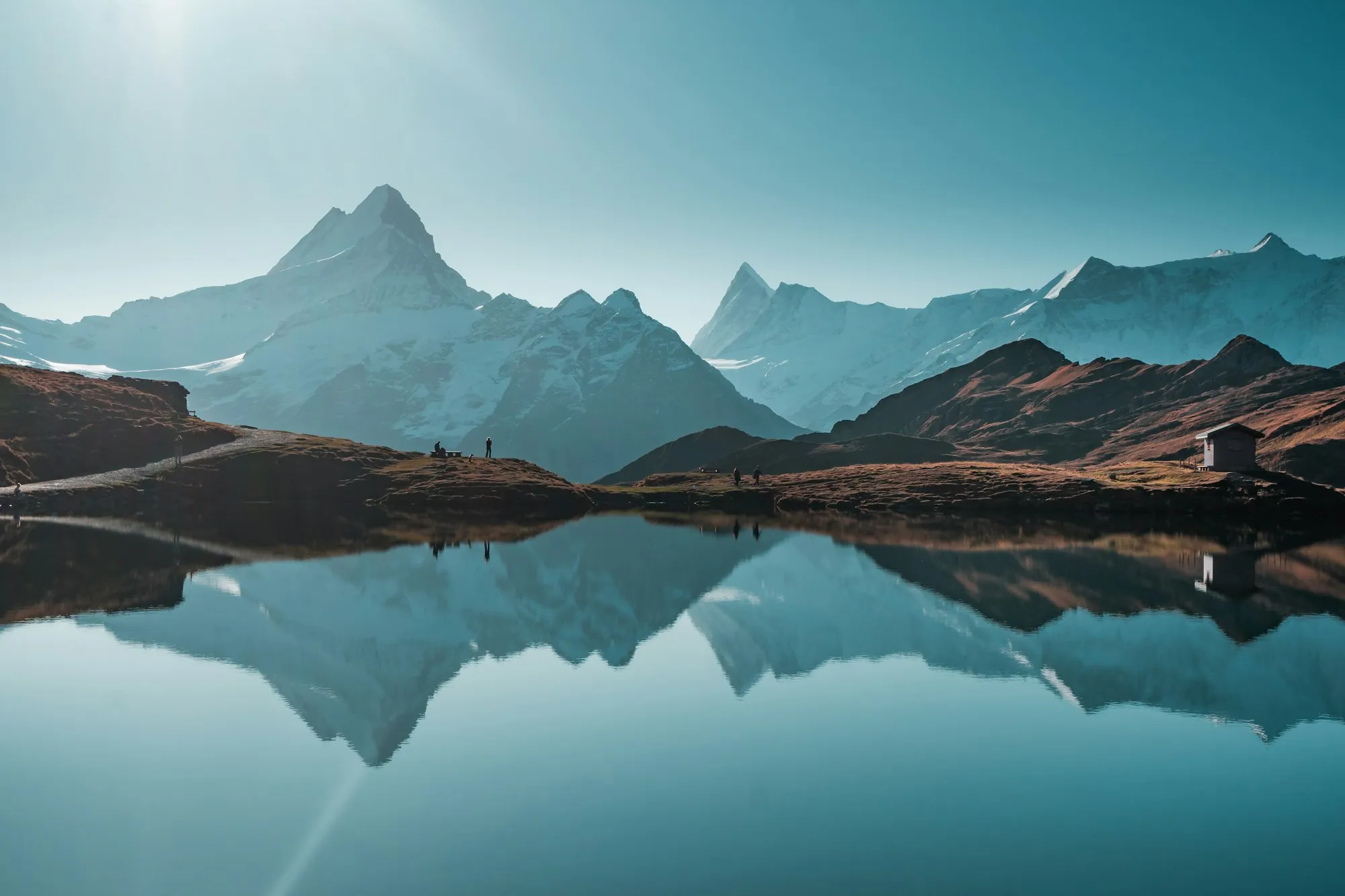 Mountains reflected in a still lake